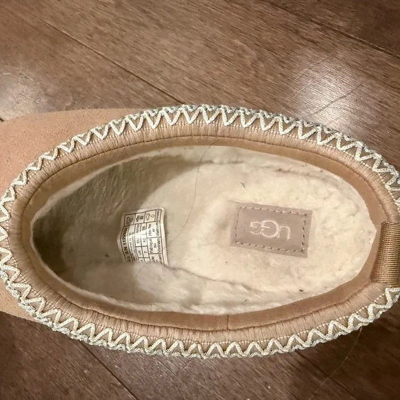 UGG TAZZ PLATFORM Sand/Blue Suede Cozy Slipper sz 9 - Picture 7 of 9